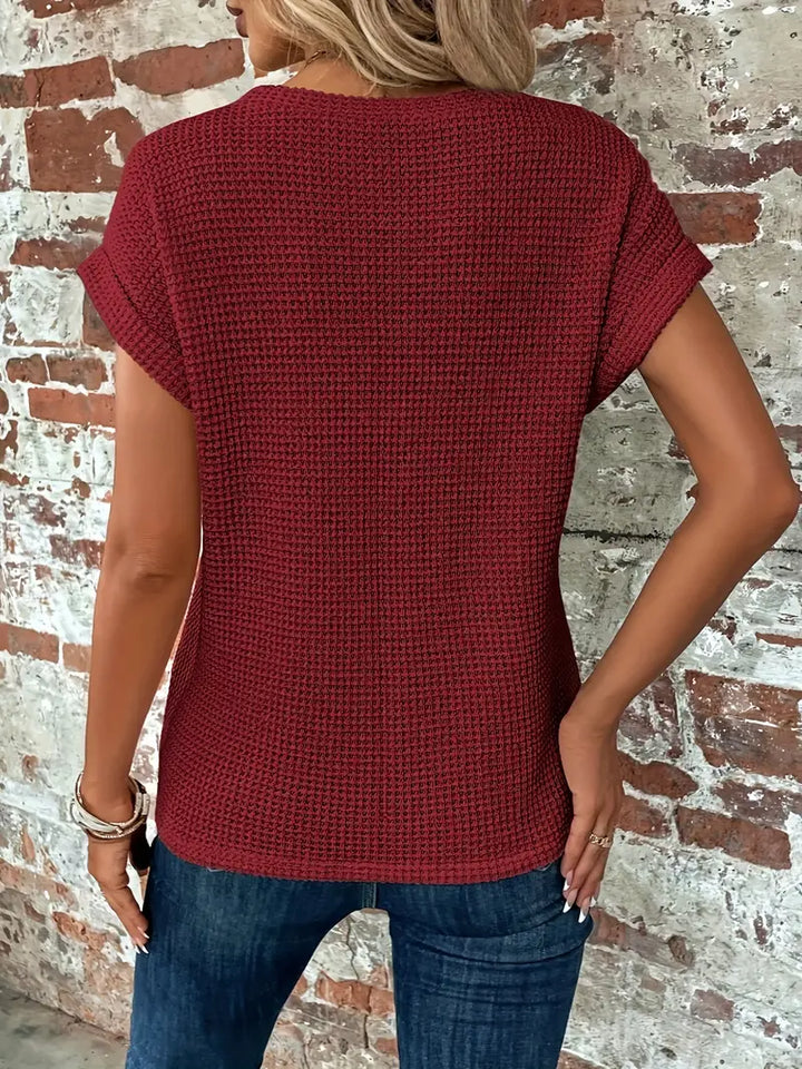Damen Sommer T Shirt mit Rundhalsausschnitt und kurzen Ärmeln