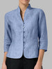 Damen Sommerbluse mit Stehkragen und Knopfleiste