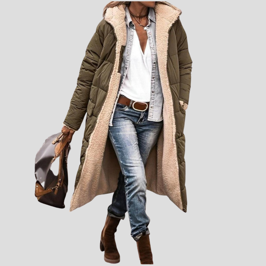 Langer, wendbarer Wintermantel für Damen