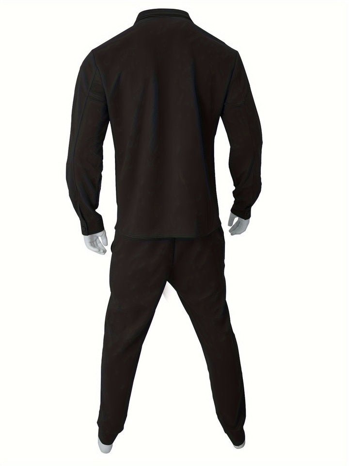 Herren Jacken- und Hosen-Set mit Knopfverschluss und Taschen