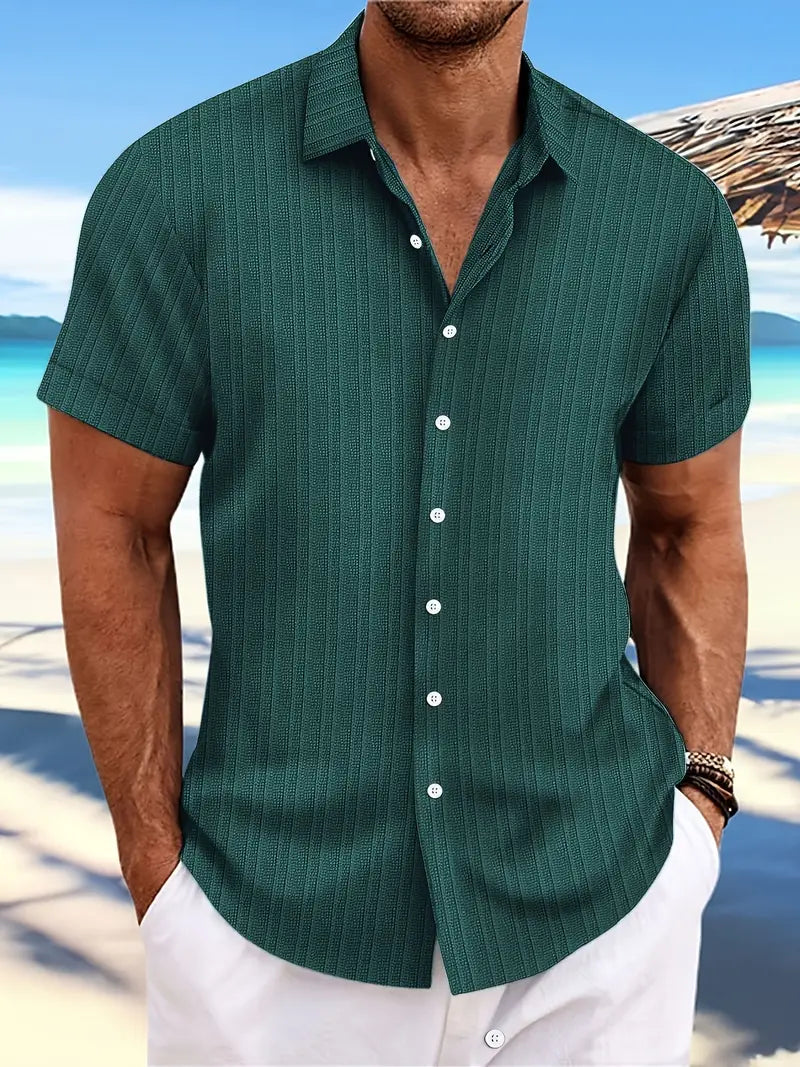 Herren Sommerhemd mit kurzen Ärmeln und Knöpfen