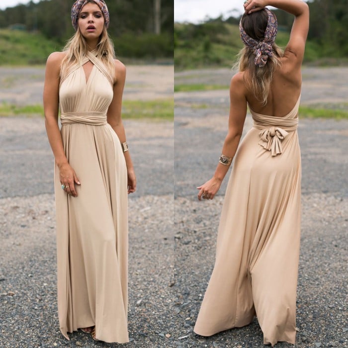 Damen ärmelloses Maxikleid mit Neckholder
