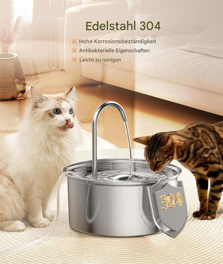 Edelstahl-Trinkbrunnen für Katzen und kleine Hunde