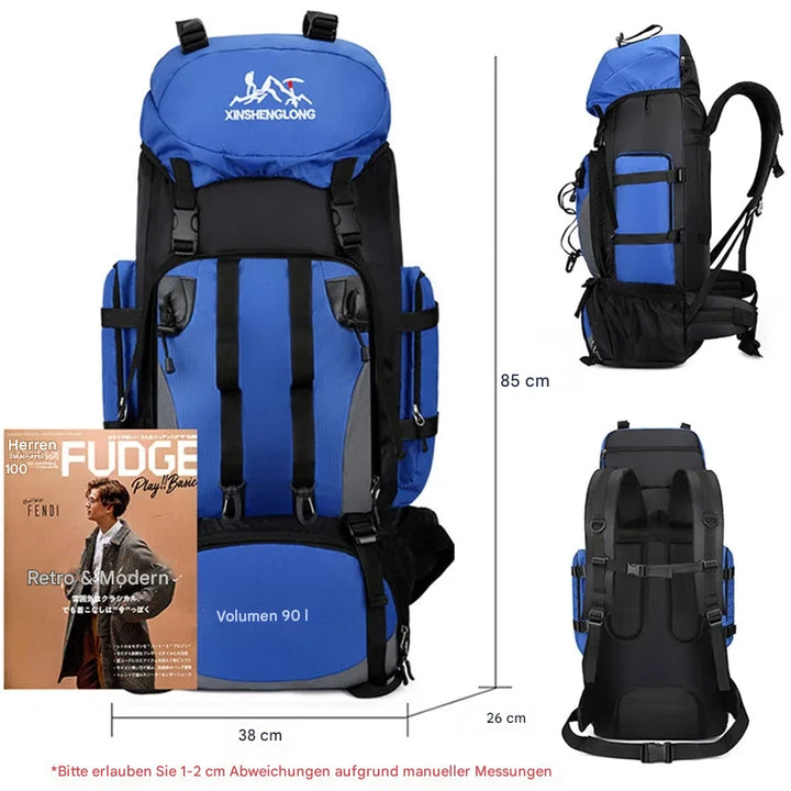 90 l wasserabweisender Camping- und Wanderrucksack