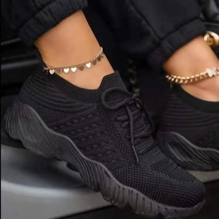 Damen Sommer Sneakers mit Schnürverschluss und Chunky Sohle