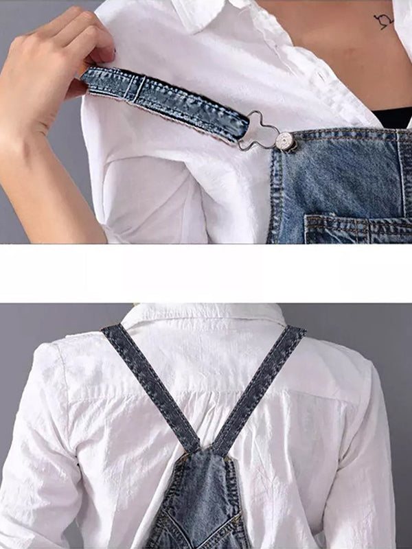 Damen Latzkleid aus Denim mit Trägern und Taschen