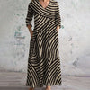 Damen Sommer-Maxikleid mit V-Ausschnitt und gestreiftem Muster