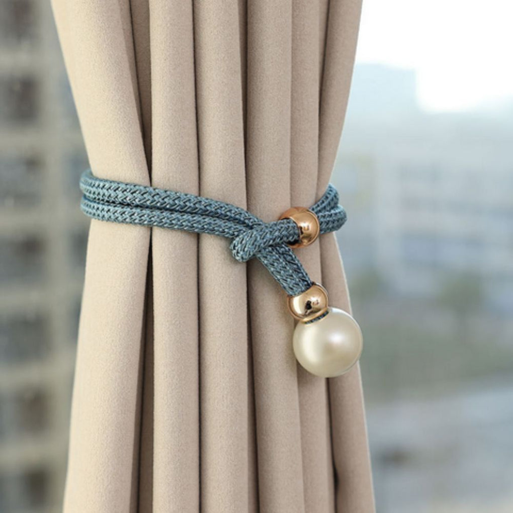 Glänzendes, elegantes 2-teiliges Set Perlenvorhang mit Raffhalter