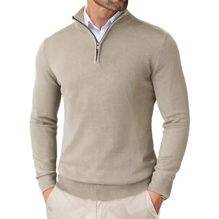 Baumwollpullover mit Reißverschlusskragen für Herren