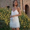 Mini-Kleid mit Federn für Damen, glamourös und verspielt