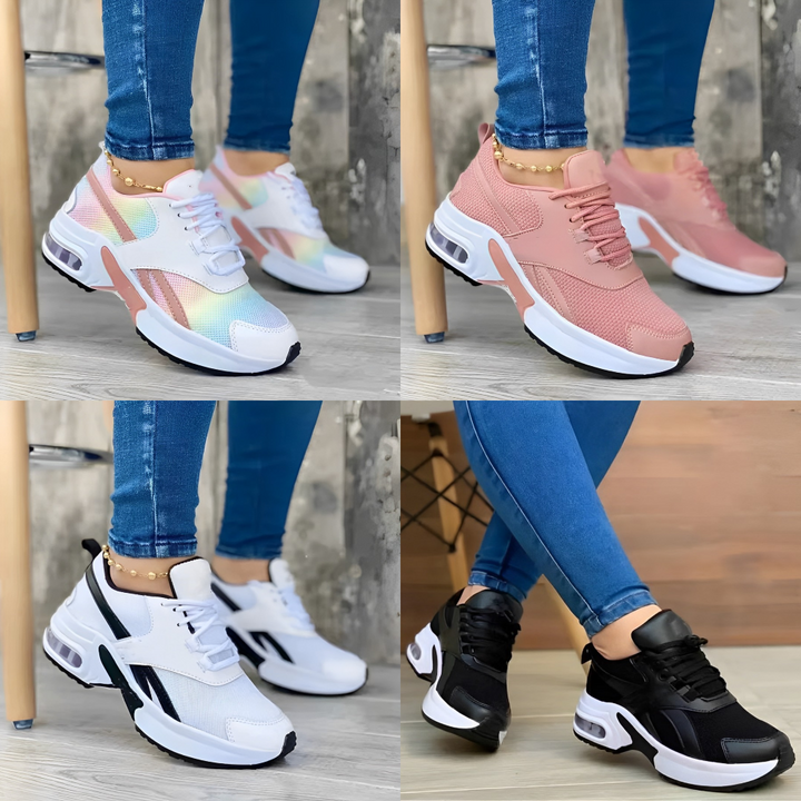 Damen-Sneaker mit Schnürverschluss und klobiger weißer Sohle