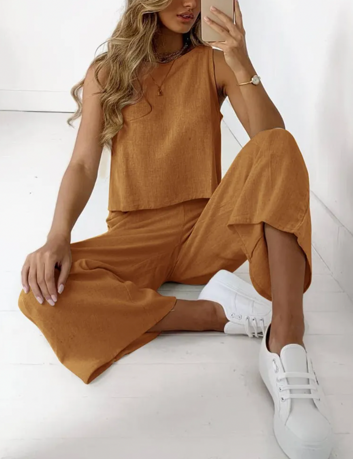 Damen Zweiteiler-Set mit ärmellosem Top und passender Hose