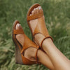 Damen Wedge-Sandalen mit offener Zehenpartie und Knöchelriemen