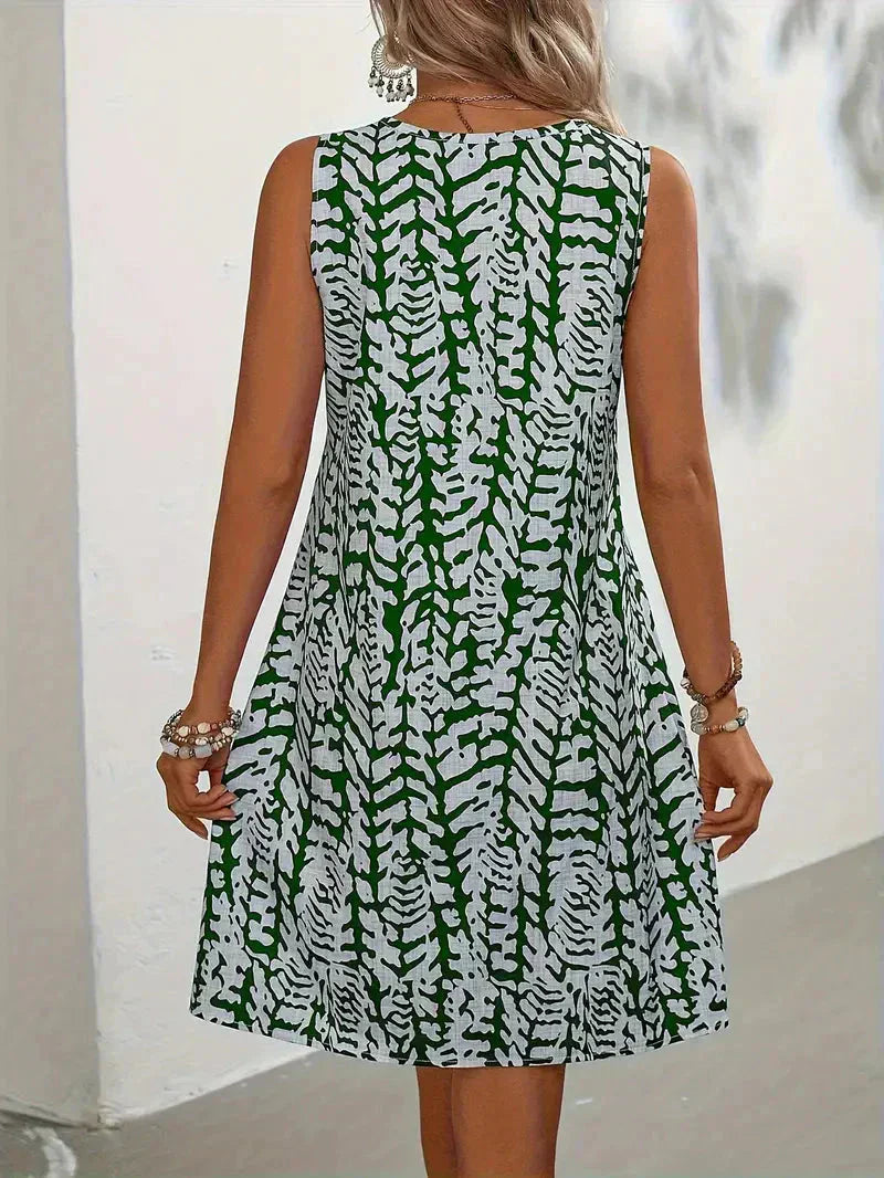 Damen ärmelloses Mini-Kleid mit grafischem Print für den Sommer