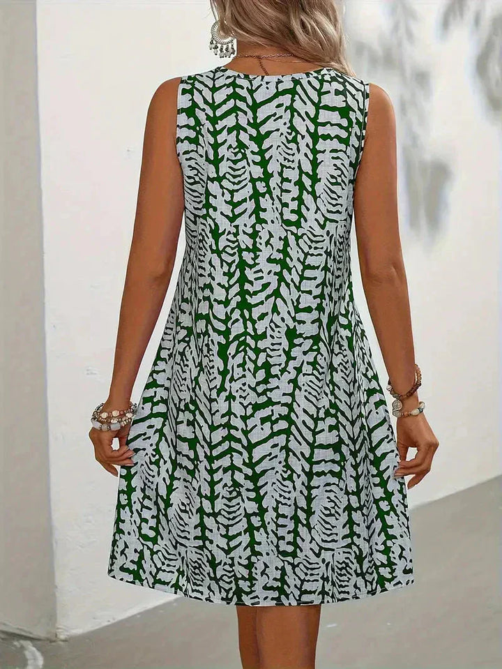 Damen ärmelloses Mini-Kleid mit grafischem Print für den Sommer