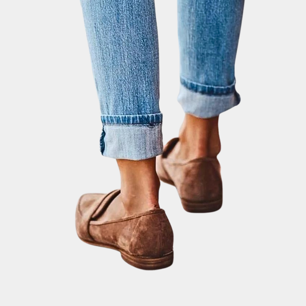 Damen-Wildleder Sommerloafer mit spitzer Kappe