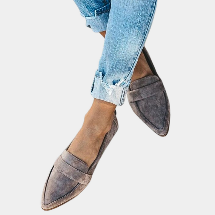 Damen-Wildleder Sommerloafer mit spitzer Kappe