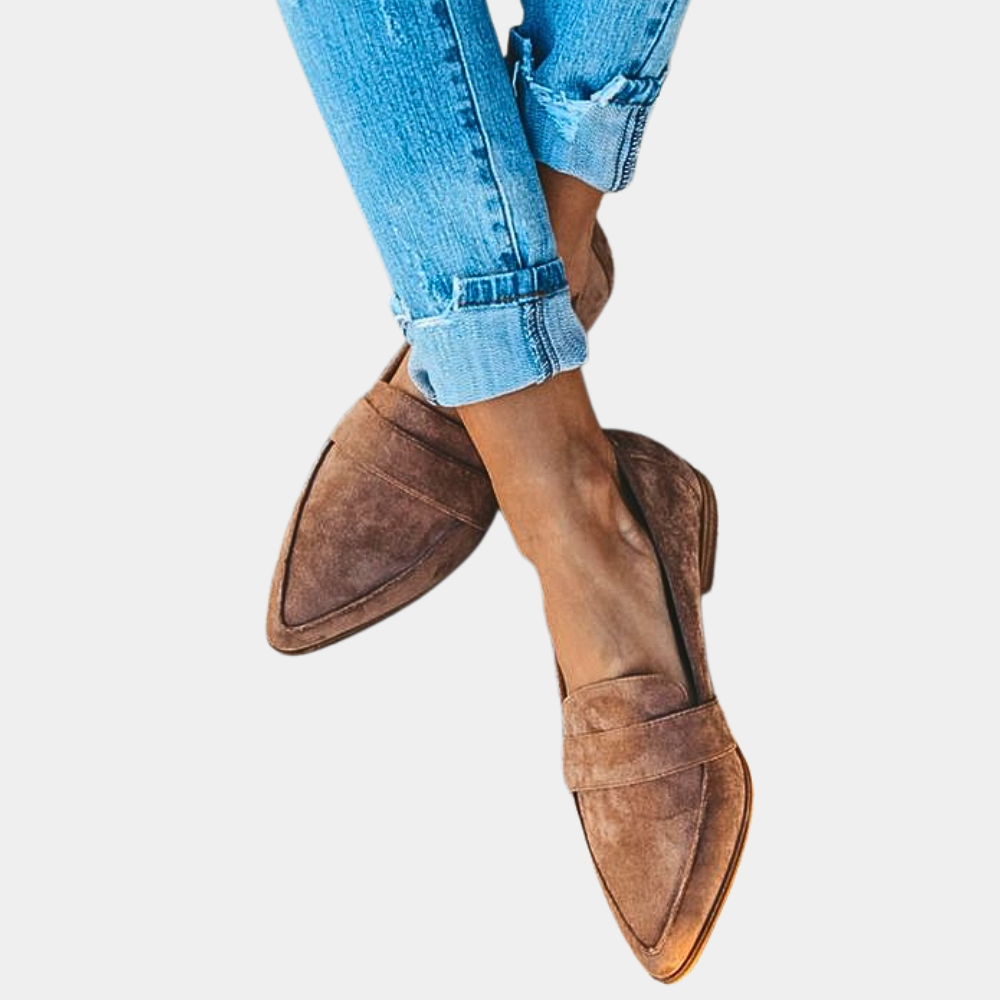 Damen-Wildleder Sommerloafer mit spitzer Kappe