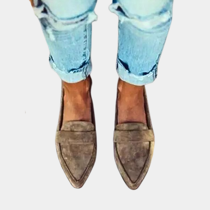 Damen-Wildleder Sommerloafer mit spitzer Kappe