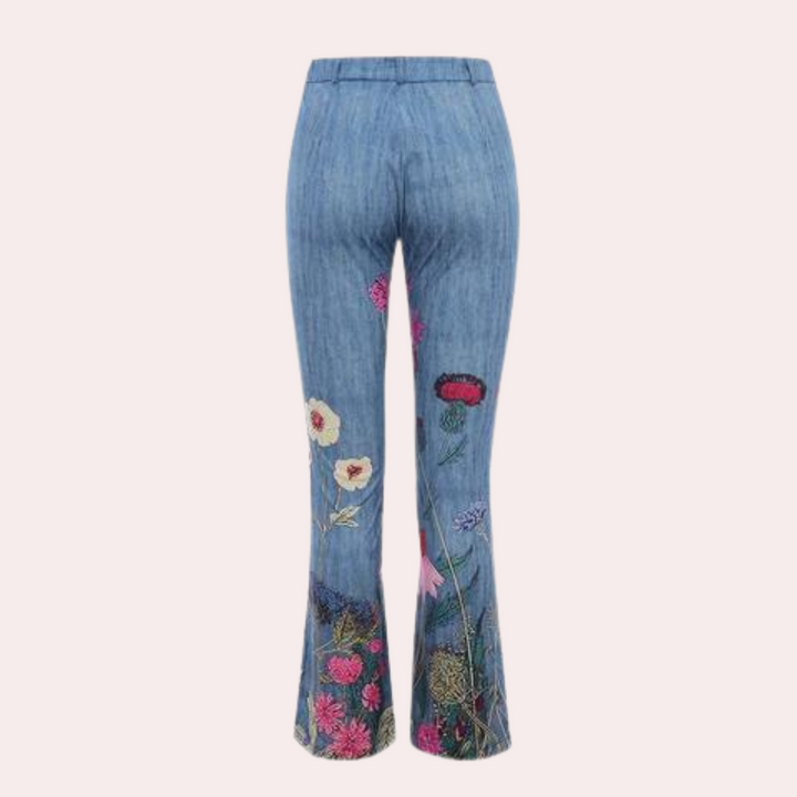 Damen Sommerjeans mit Blumenmuster