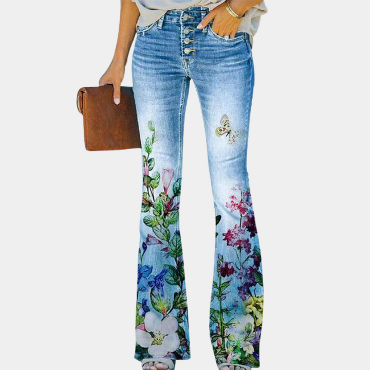 Damen Sommerjeans mit Blumenmuster