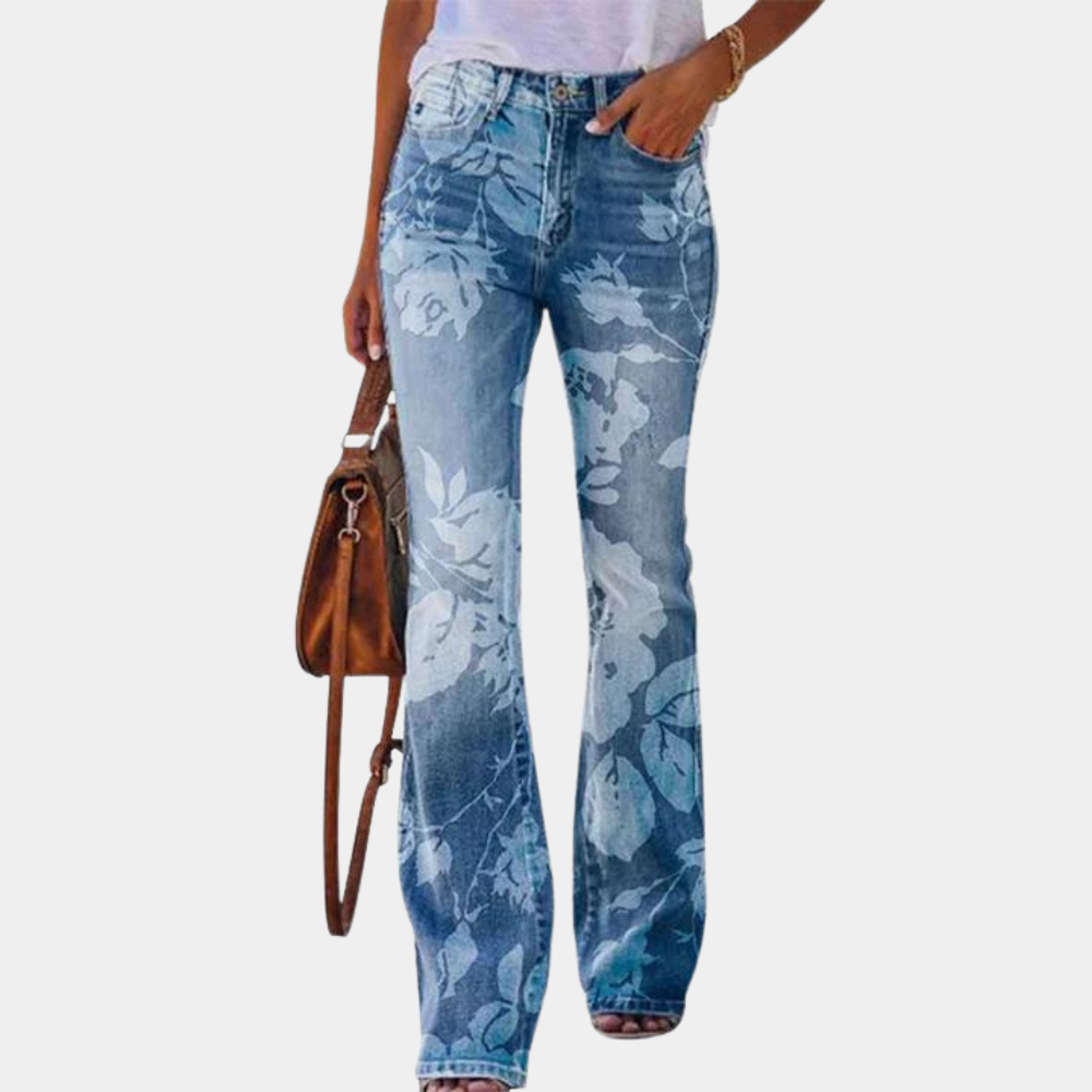 Damen Sommerjeans mit Blumenmuster