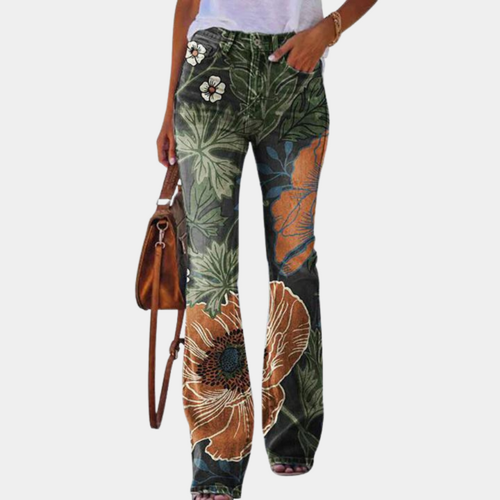 Damen Sommerjeans mit Blumenmuster
