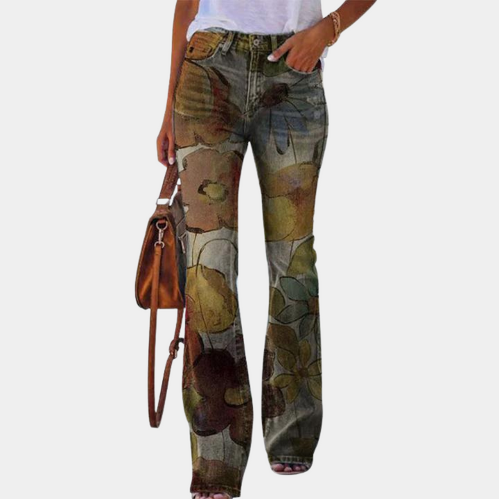 Damen Sommerjeans mit Blumenmuster