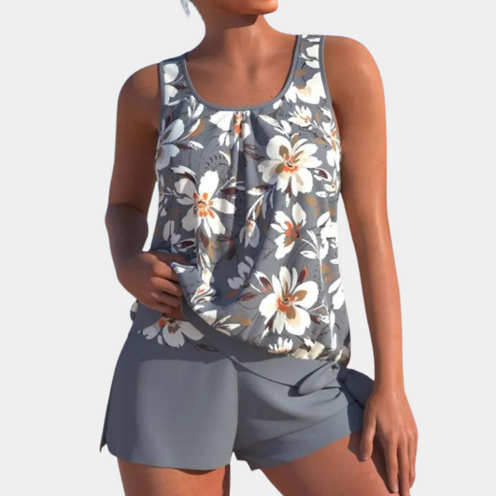 Badeanzug mit integriertem Shorts und verspieltem Print