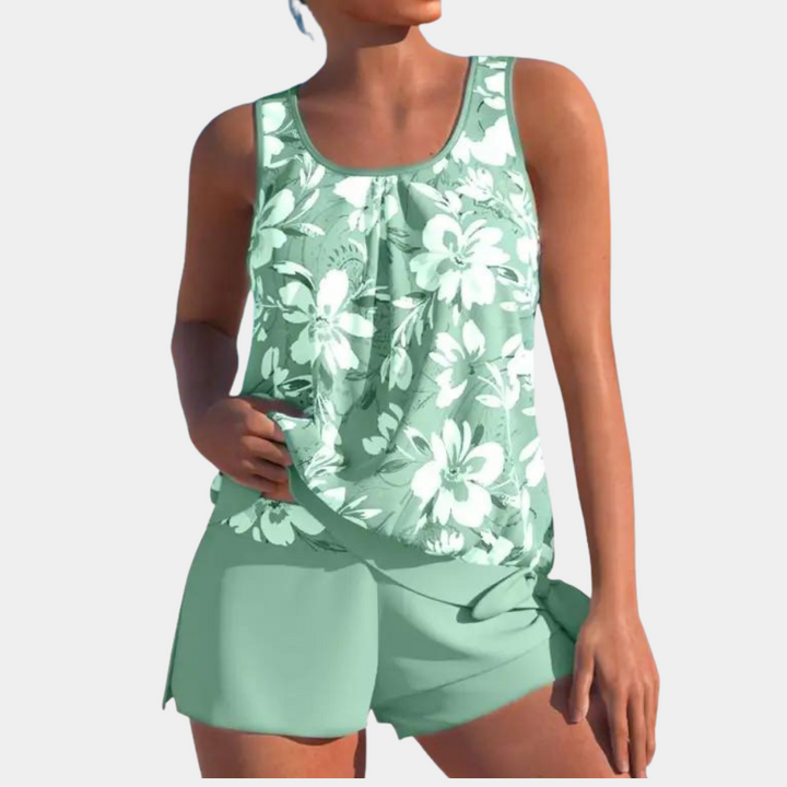 Badeanzug mit integriertem Shorts und verspieltem Print