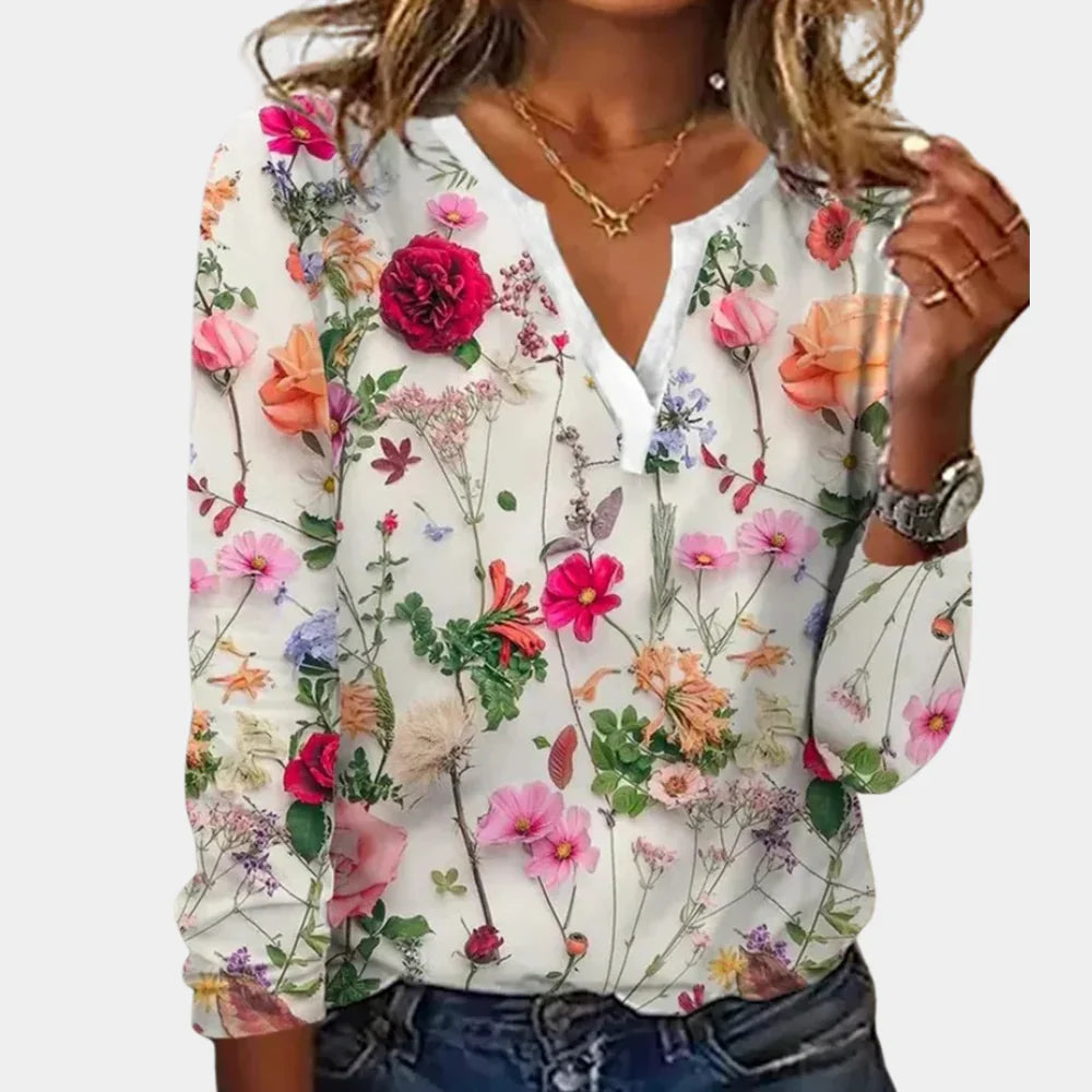 Lässige Damenbluse mit Blumenmuster