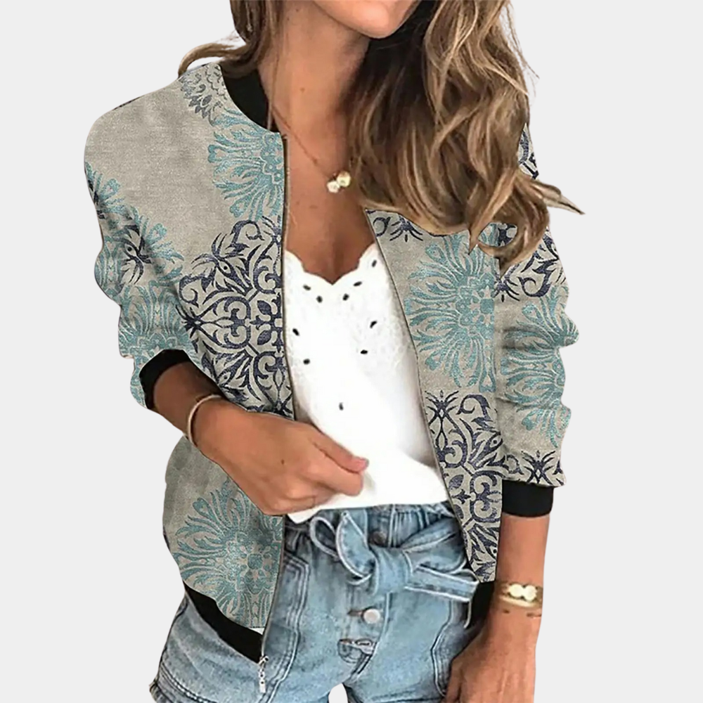 Floral gemusterte Damenjacke  Sportlicher Stil für Frühling und Sommer