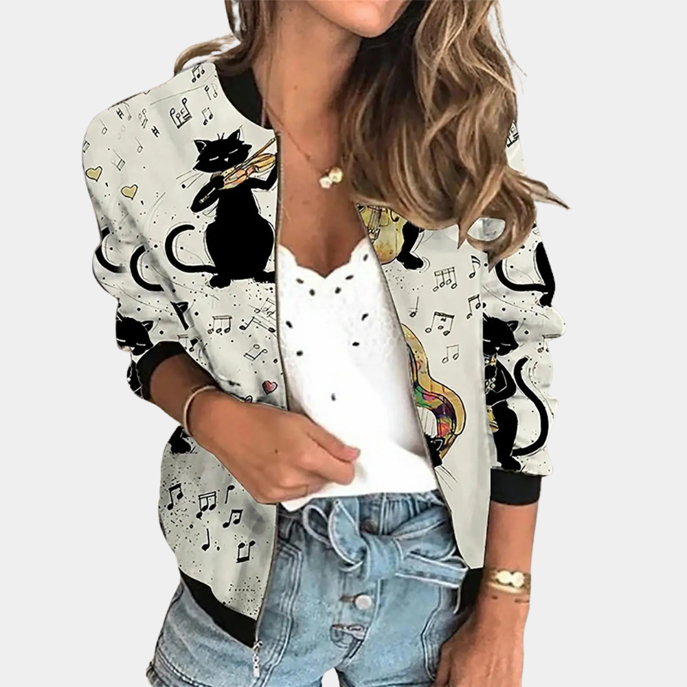Floral gemusterte Damenjacke  Sportlicher Stil für Frühling und Sommer