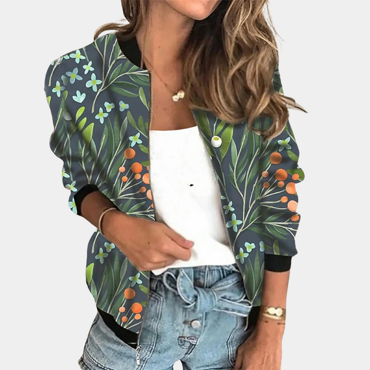 Floral gemusterte Damenjacke  Sportlicher Stil für Frühling und Sommer