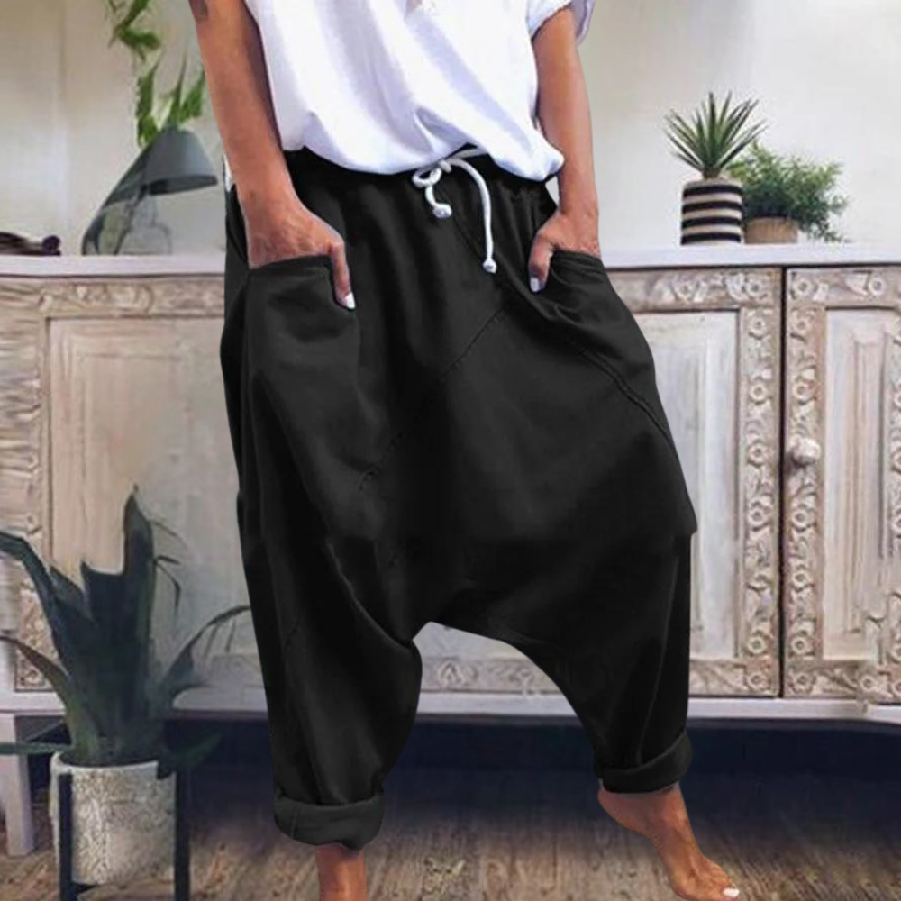 Damen Sommerhose mit Kordelzug und Taschen