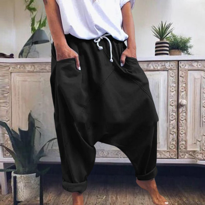 Damen Sommerhose mit Kordelzug und Taschen