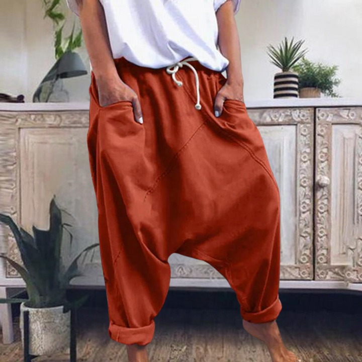 Damen Sommerhose mit Kordelzug und Taschen
