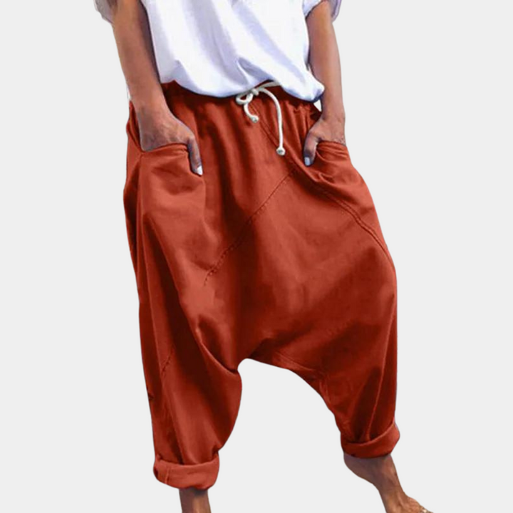 Damen Sommerhose mit Kordelzug und Taschen