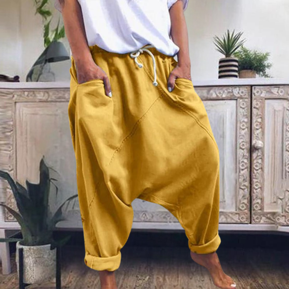 Damen Sommerhose mit Kordelzug und Taschen