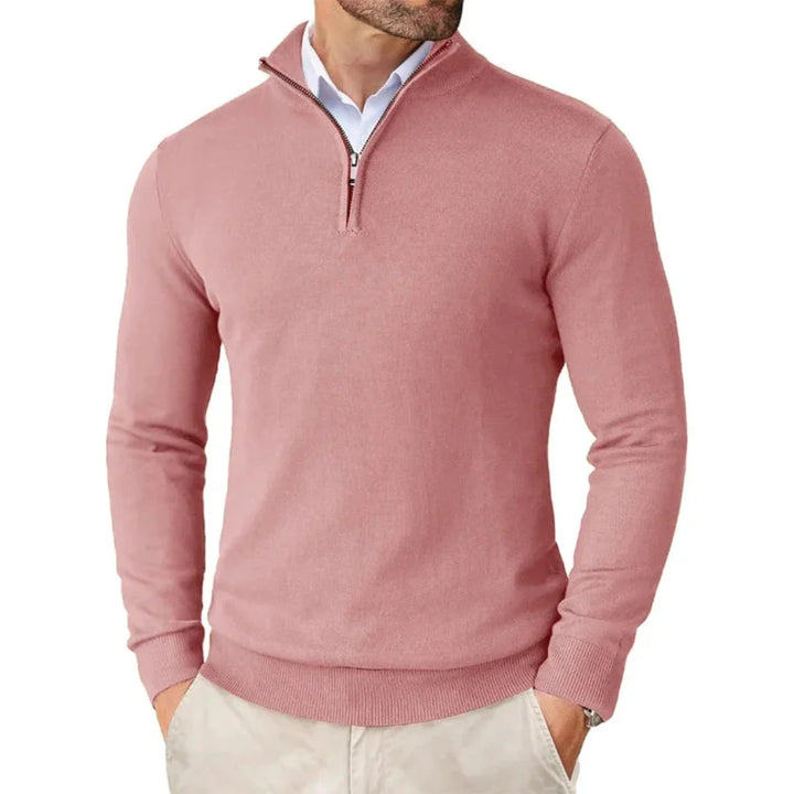 Baumwollpullover mit Reißverschlusskragen für Herren