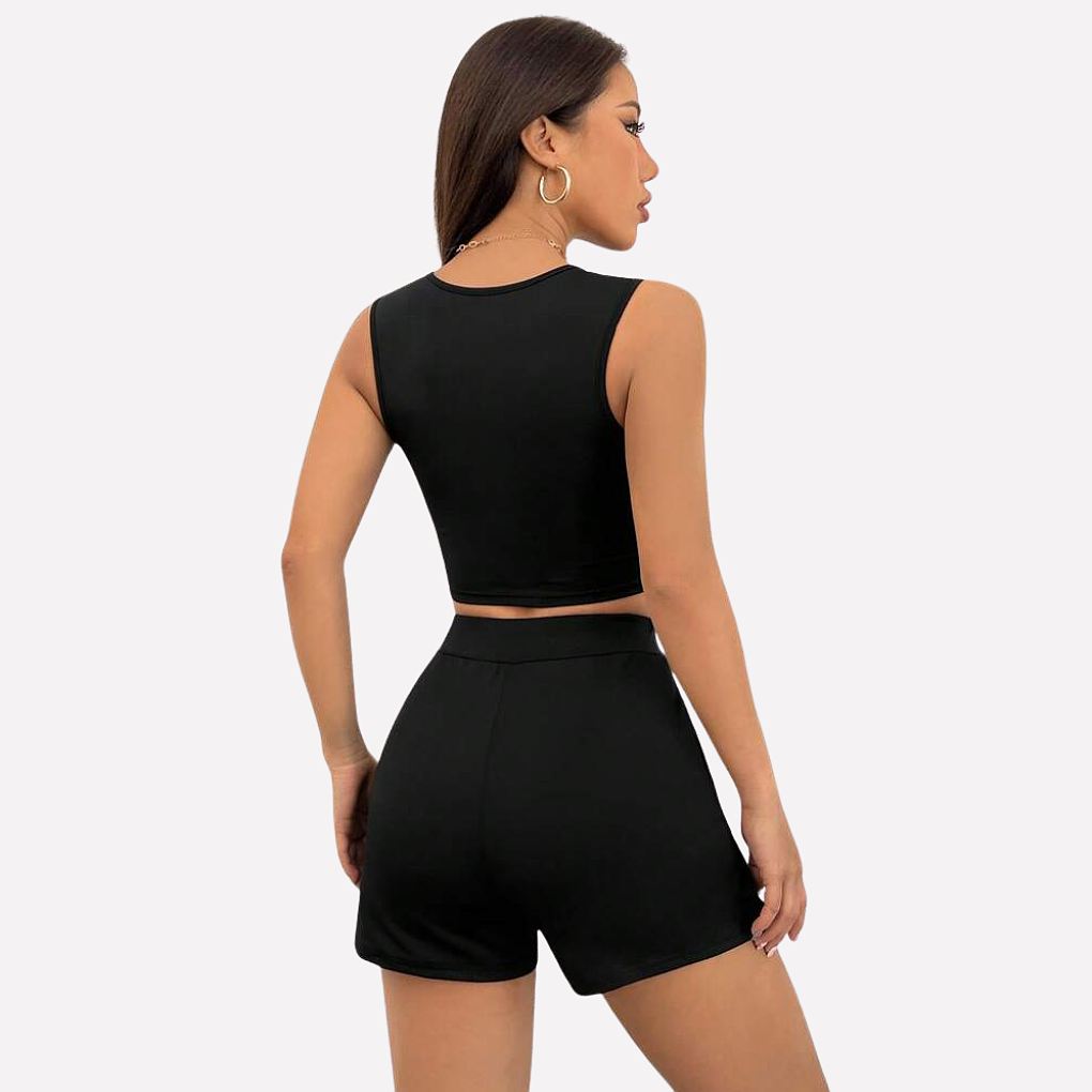 Damen Shirt-Weste und Split-Skorts-Set