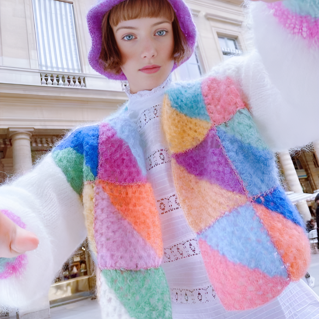 Gestreifter Cardigan mit offener Vorderseite für Damen