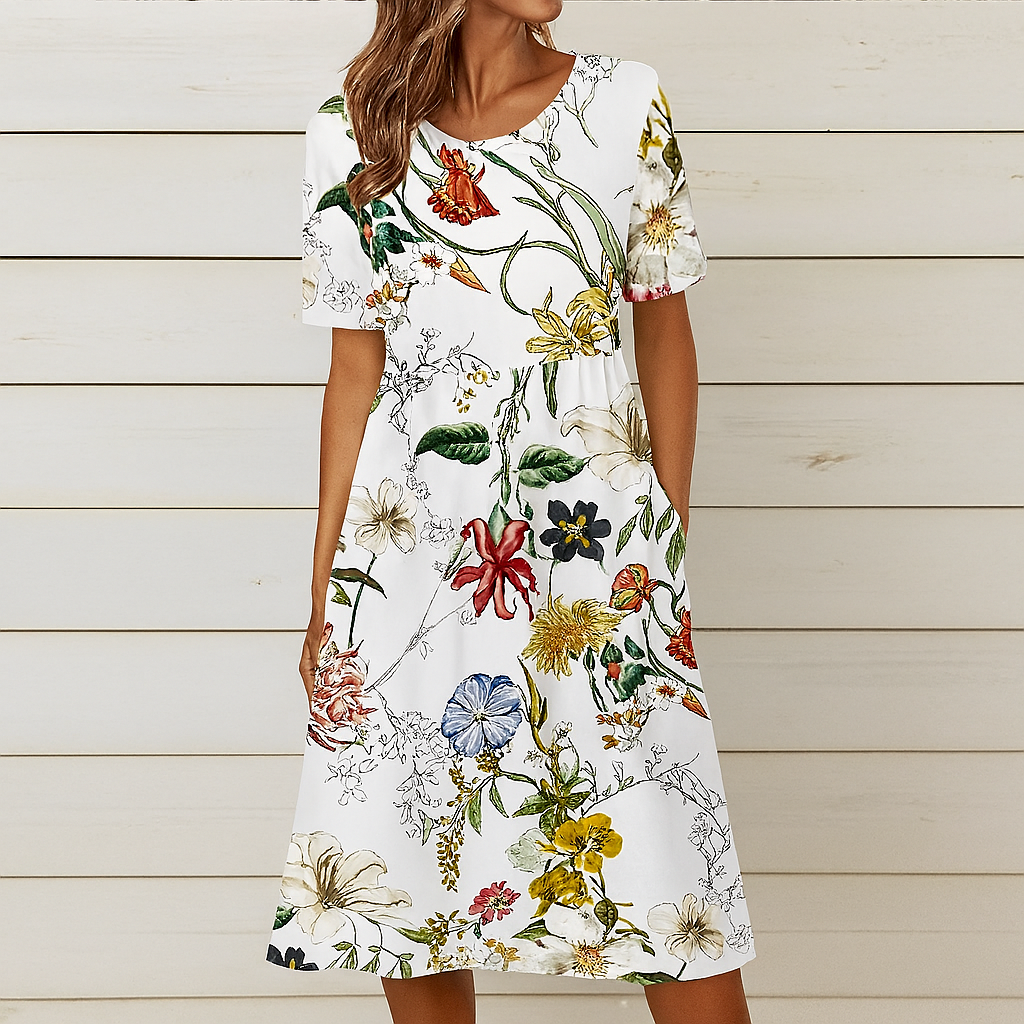 Sommerliches Etuikleid mit Blumenprint