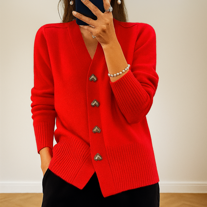 Gemütliche Strickjacke mit V-Ausschnitt