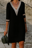 Retro Minikleid mit V-Ausschnitt – Baumwoll-Leinen-Mix für feminine Eleganz