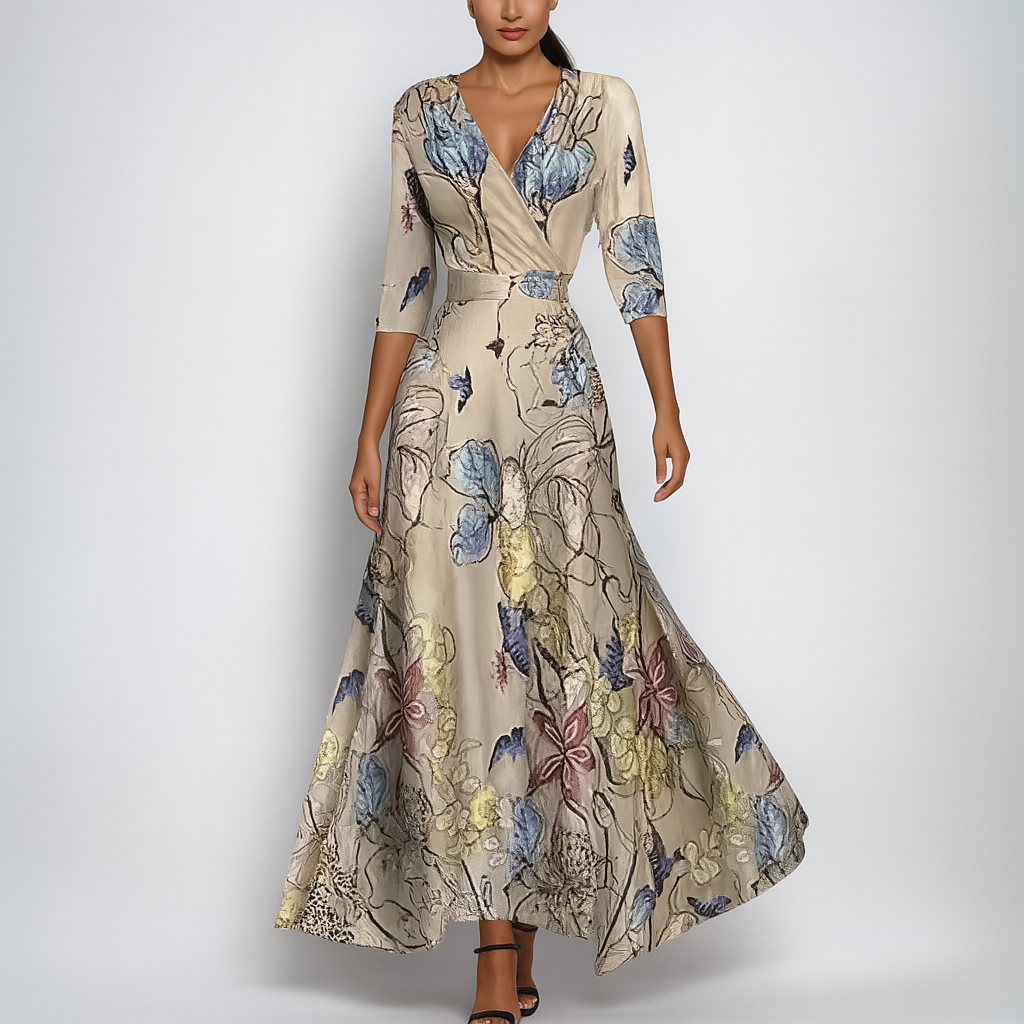 Sommertaugliches Maxikleid im Bohemian-Stil mit V-Ausschnitt