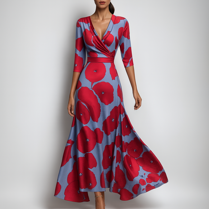 Sommertaugliches Maxikleid im Bohemian-Stil mit V-Ausschnitt