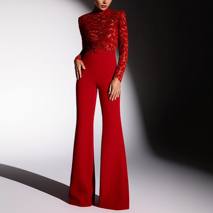 Eleganter, bestickter Spitzen-Jumpsuit für Damen