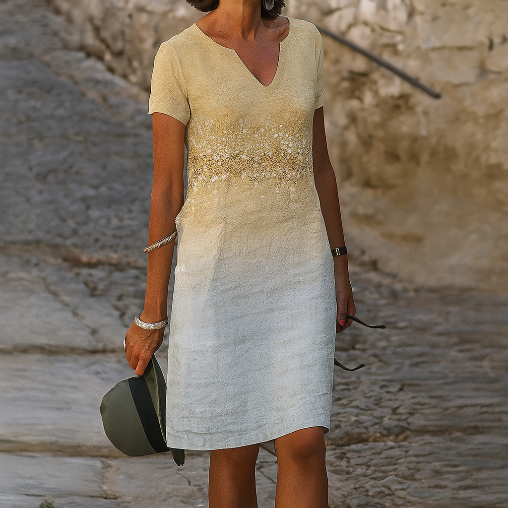 Lässiges Kleid mit V-Ausschnitt für Damen