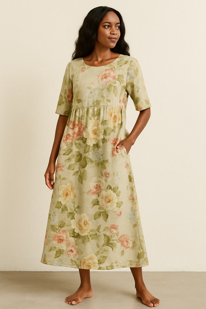 Midi-Kleid in Khaki für Damen